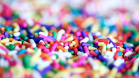 colorful sprinkles in tilt-shift lens