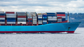 loaded cargo ship sailing