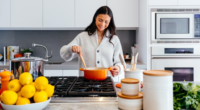 woman cooking in home kitchen